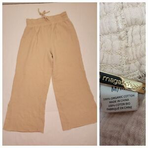 Magaschoni Pants Womens Medium Wide Crop Leg Gauze 100% Organic Cotto High Rise